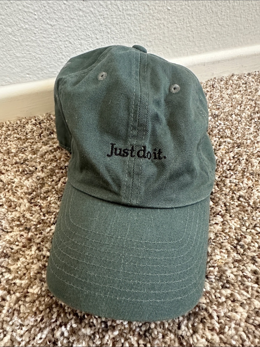 Nike Just Do It Hat Distressed Dusty Green 'Just Do It.' Cotton Baseball Cap